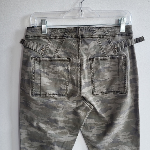 Anthologies Women High Rise stretch cropped flare Utility Pants Green Camo 28 - Picture 8 of 11